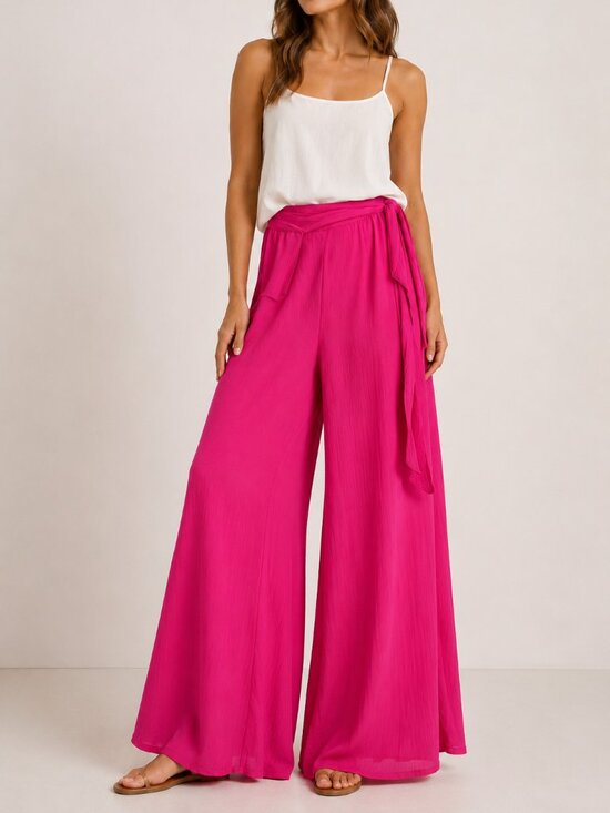 Splash Pants - Splash Hot Pink Wide Leg Palazzo Pants | Wrap Tie Waist | Size M